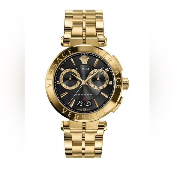 Brand NewVersace Men's Swiss Chronograph Aion Gold Ion Plated Stainless